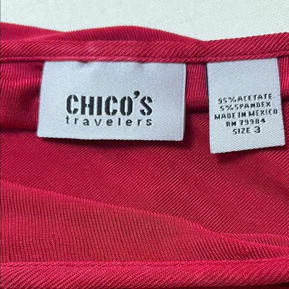 Chico's Classic Red Travelers Blouse Size 3 - Picture 3 of 3